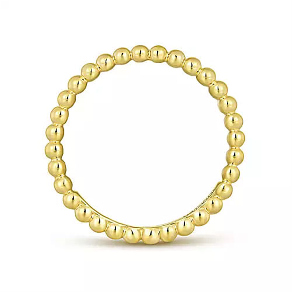 14K Yellow Gold Beaded Gold Fashion Ring