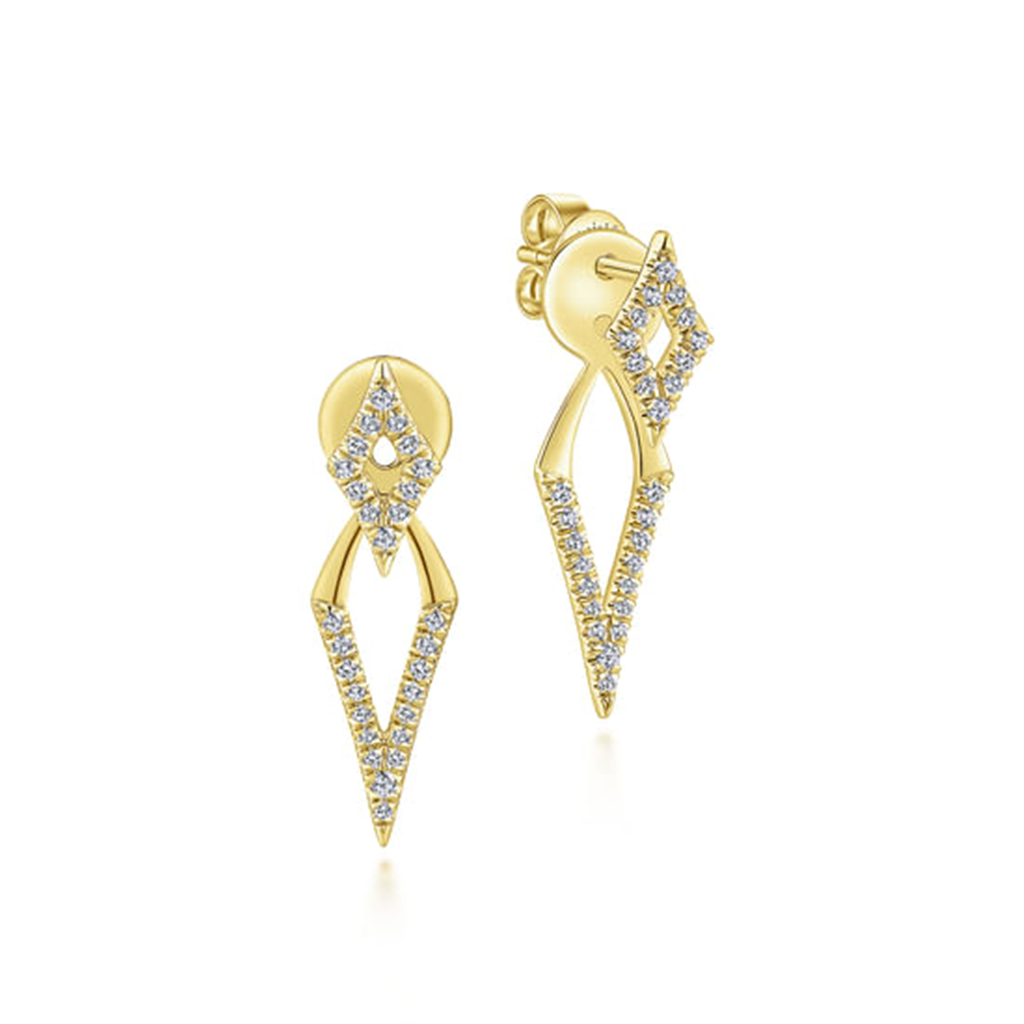 14K Yellow Gold Peek A Boo Kite Diamond Earrings