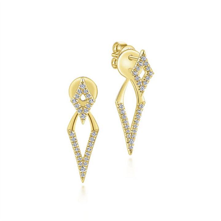 14K Yellow Gold Peek A Boo Kite Diamond Earrings