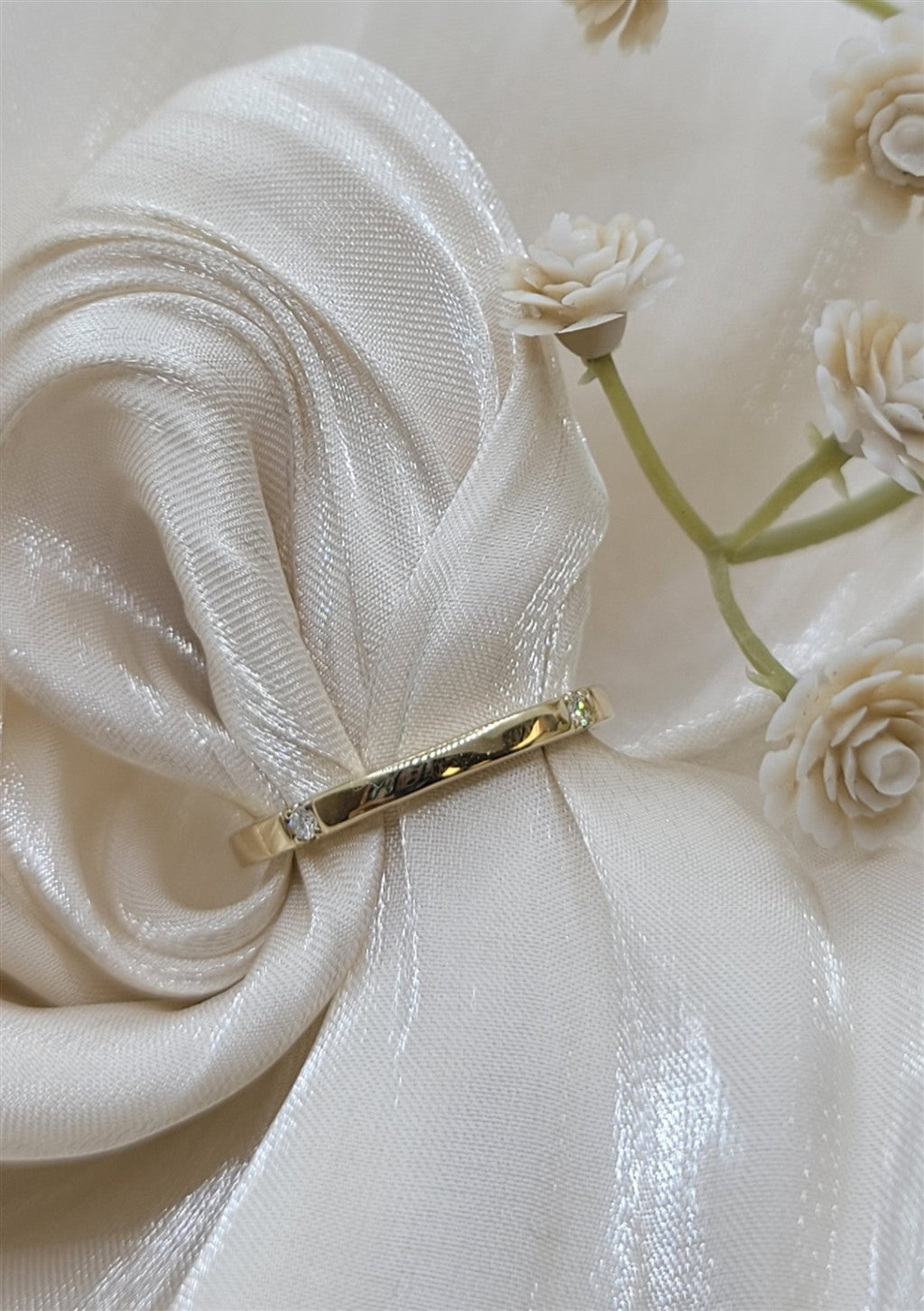 14K Yellow Gold 2-Diamond Wedding Band