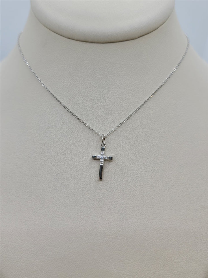 Sterling Silver Swarovski Crystal Dainty Cross Necklace