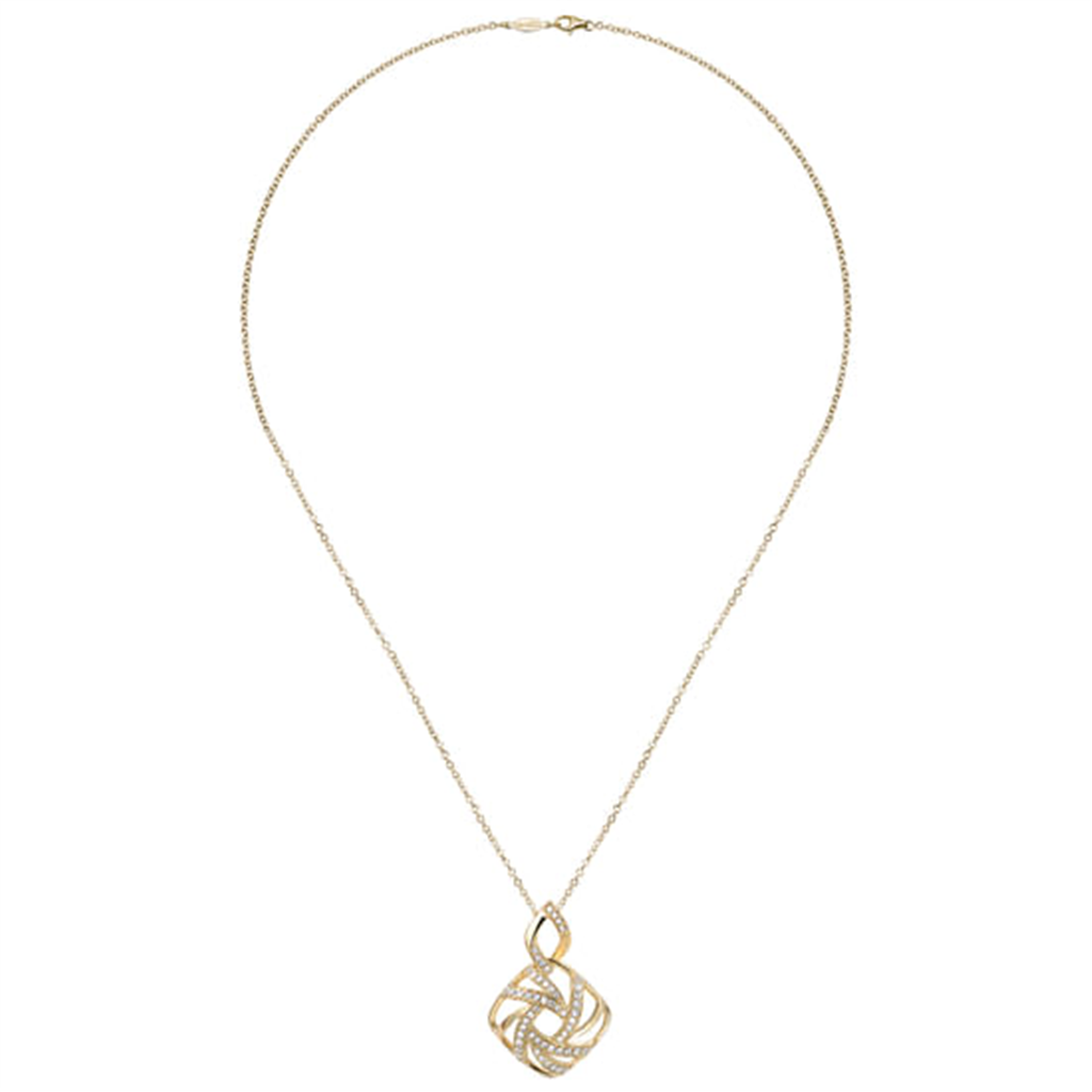 18" 14K Yellow Gold Geometric Diamond Fashion Necklace