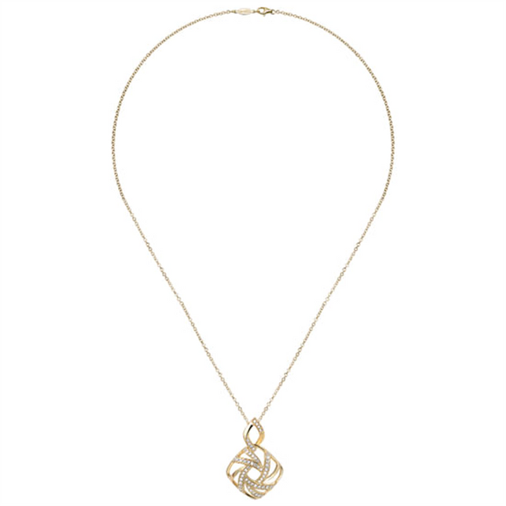 18" 14K Yellow Gold Geometric Diamond Fashion Necklace