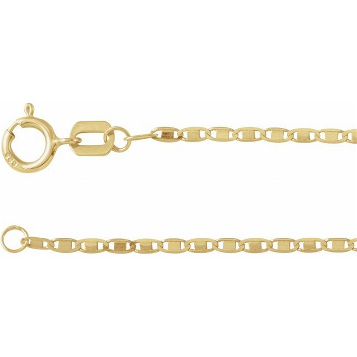 16" 14K Yellow Gold Fancy Link Mirror Chain