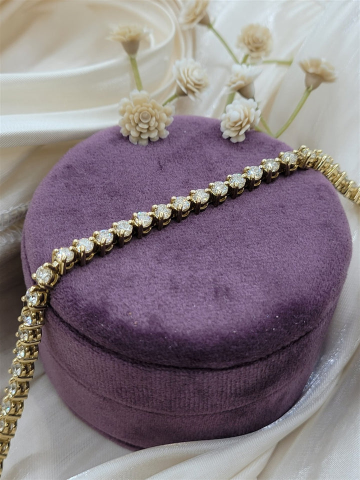 14K Yellow Gold 6 Ct Natural Diamond Tennis Bracelet