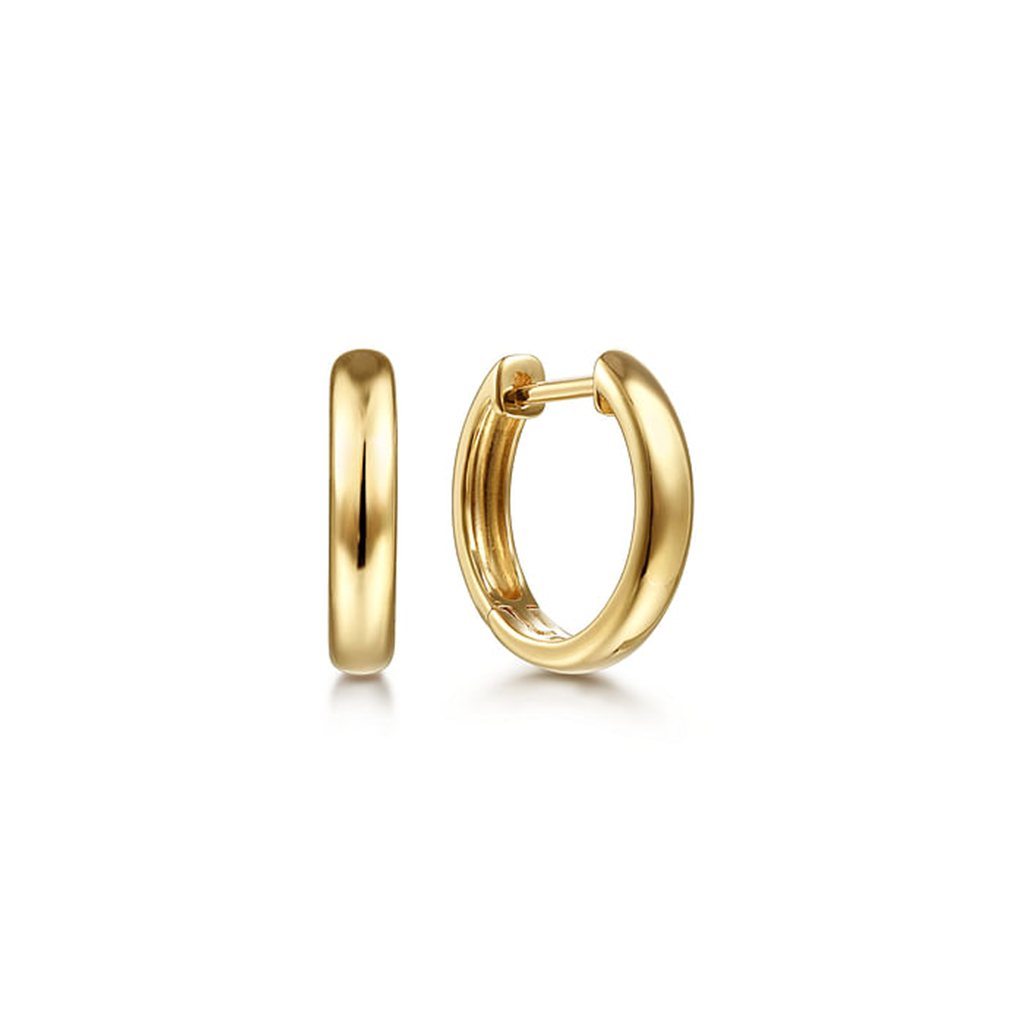 14K Yellow Gold Huggie Hoop Earrings