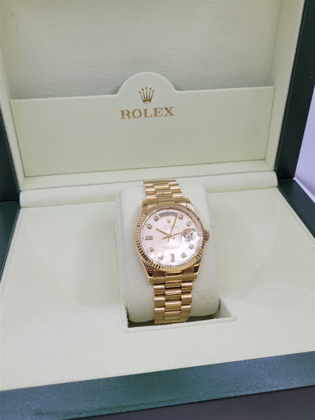 Certified Pre-Owned 18K Yellow Gold President Diamond Dial Day-Date Rolex