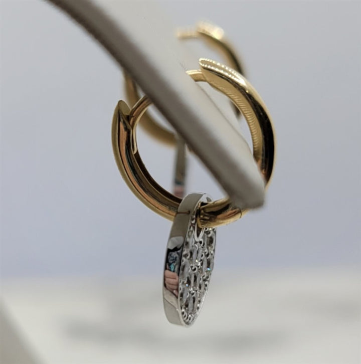 14K Two-Tone Gold Round cut Dangle Diamond Fashion Earrings