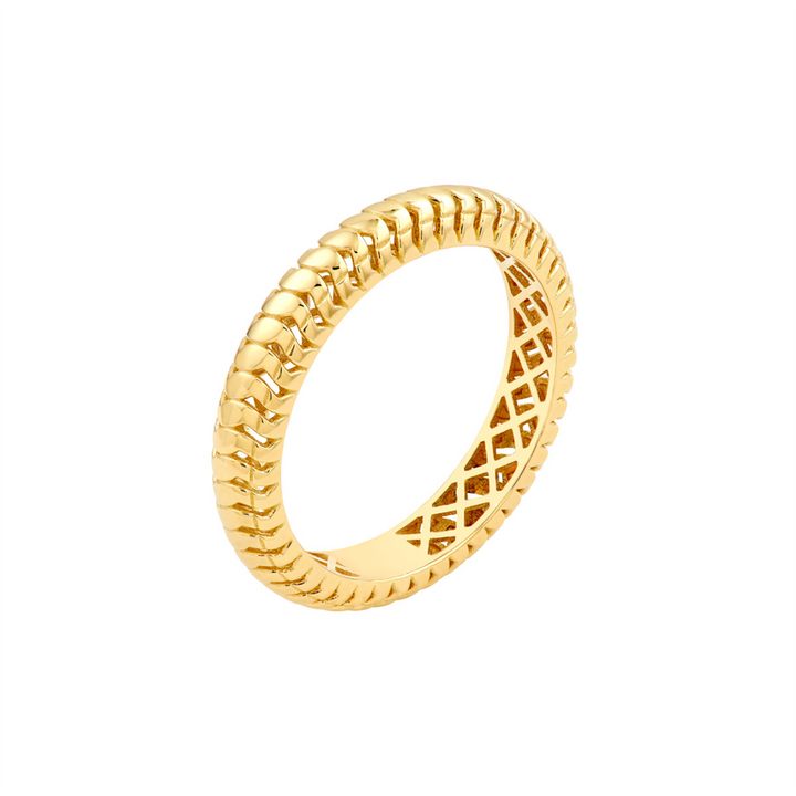 14K Yellow Gold Snake Textured Lightweight Fashion Ring