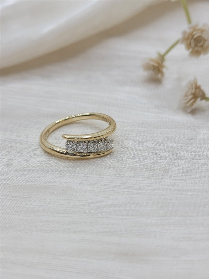 14K White & Yellow Gold Diamond Bypass Ring
