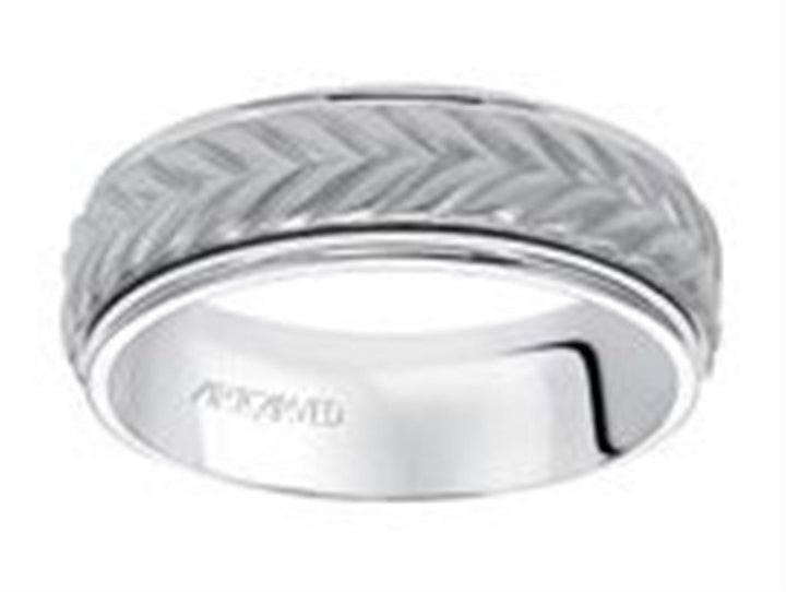 14k White Gold Mens Artcarved Wedding Band