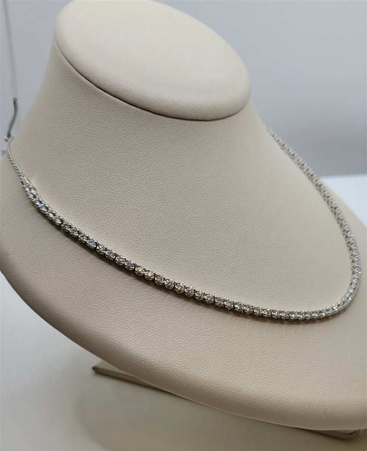 14K White Gold 3.01 ctw Round cut Diamond Tennis Necklace