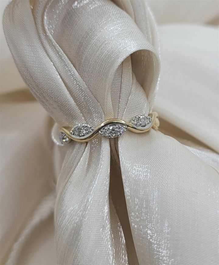 14K Yellow Gold Diamond Twisted Stackable Ring