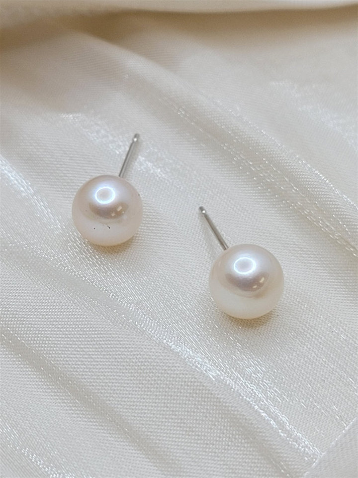 14K White Gold 7mm Pearl Studs