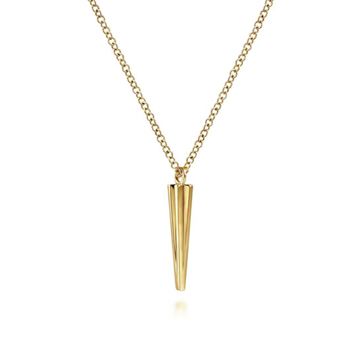 17.5" 14K Yellow Gold Spike Pendant Necklace