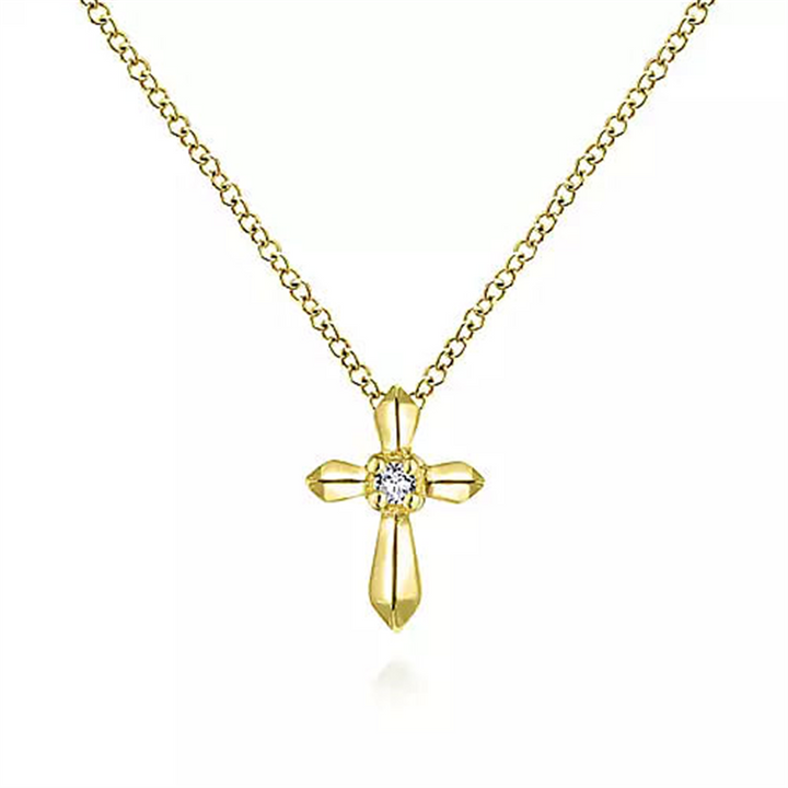 14K Yellow Gold 0.02 ctw Round cut Gabriel & Co. Diamond Necklace