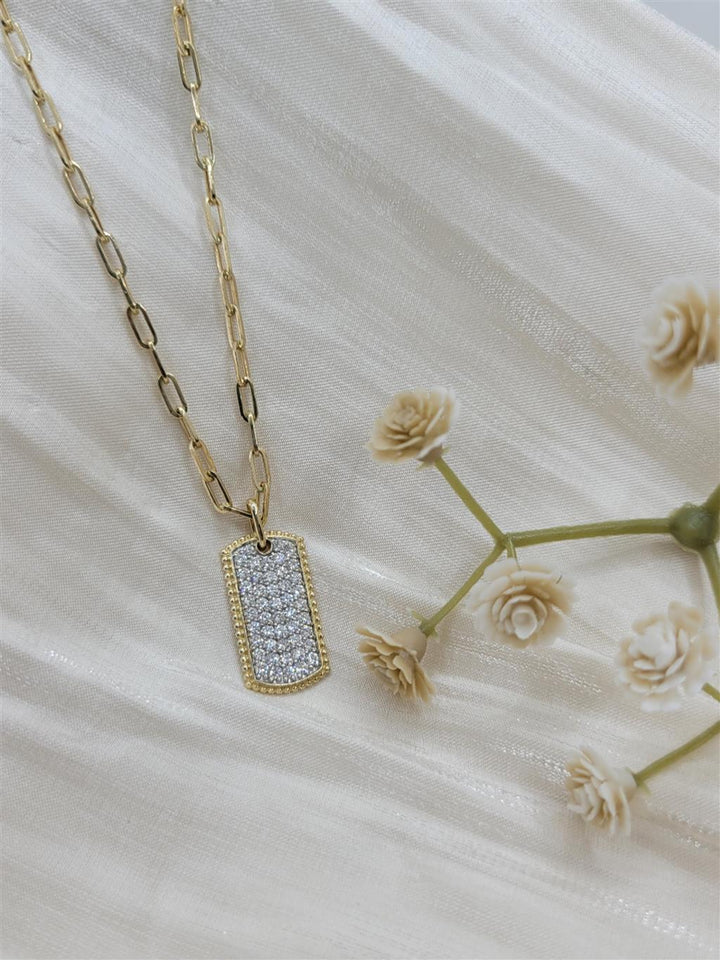 14K Yellow Gold "Gabriel & Co." Diamond Dog Tag Necklace