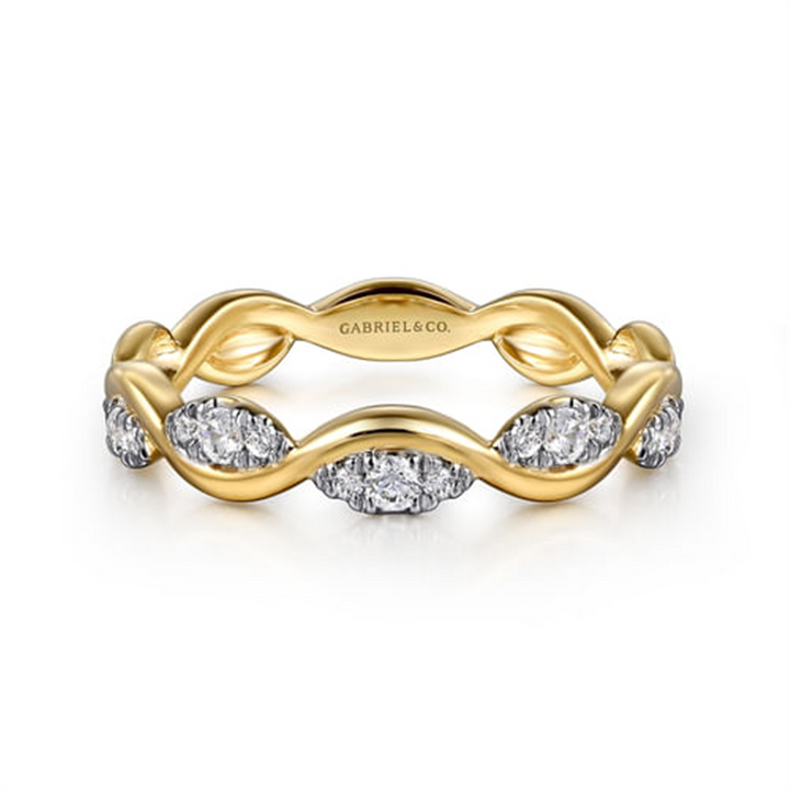 14K Yellow Gold Diamond Twisted Stackable Ring