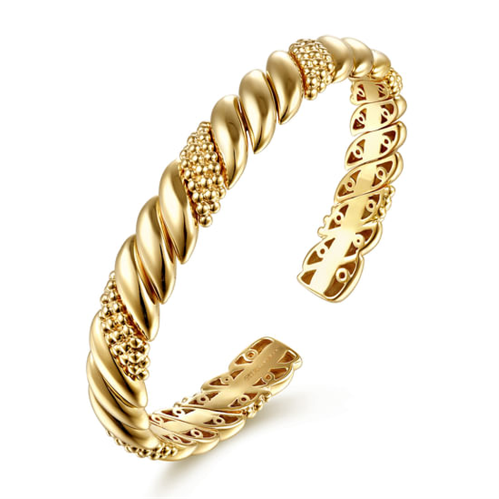 14K Yellow Plain Gold Bujukan Split Bangle Bracelet