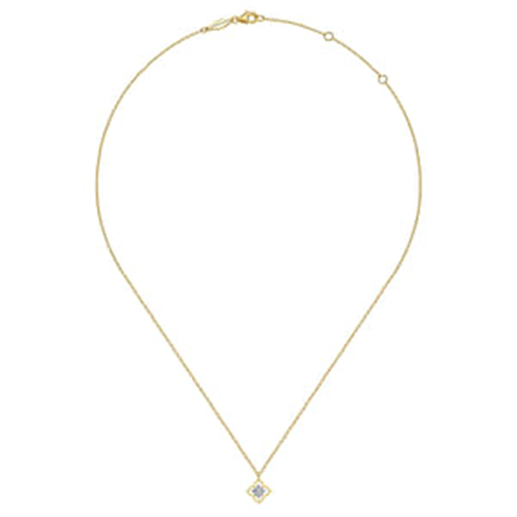 14K Yellow Gold 0.12 ctw Round cut Gabriel & Co. Diamond Necklace