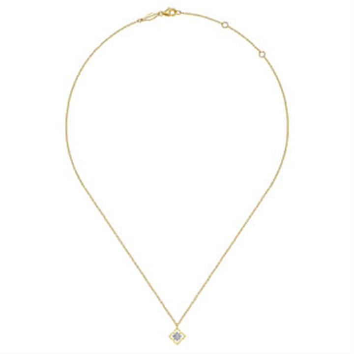 14K Yellow Gold 0.12 ctw Round cut Gabriel & Co. Diamond Necklace