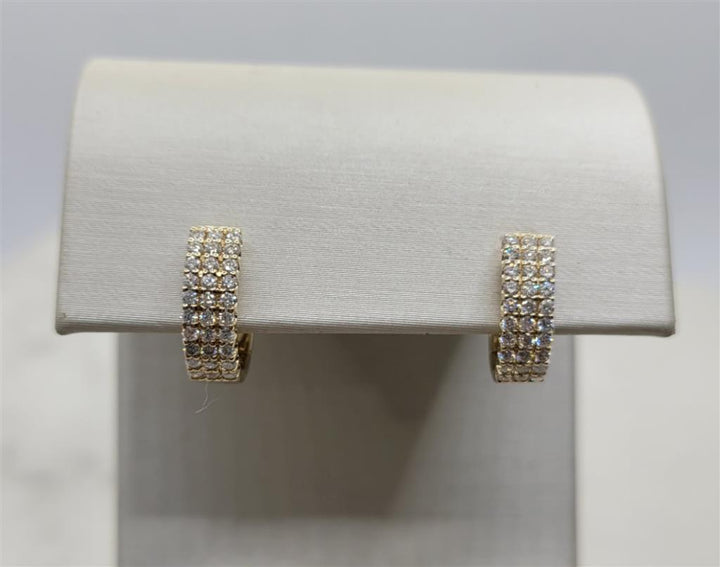 14K Yellow Gold Diamond Hoop Earrings