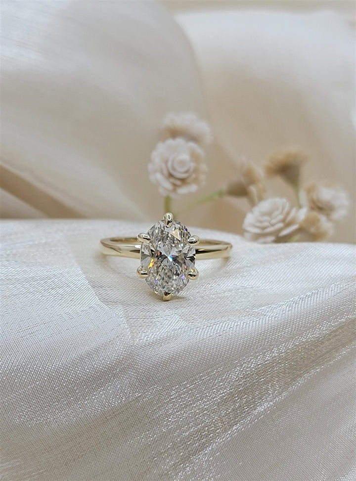 14K Yellow Gold Oval Lab Grown Diamond Solitaire Engagement Ring