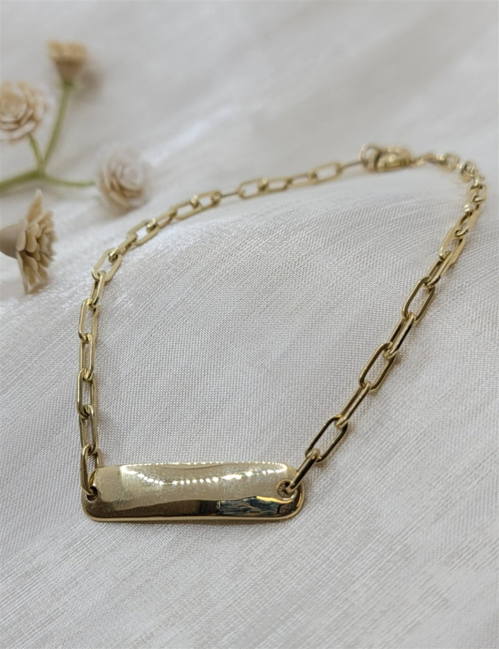 7" 14K Yellow Gold Paperclip Chain Personalizable Bracelet