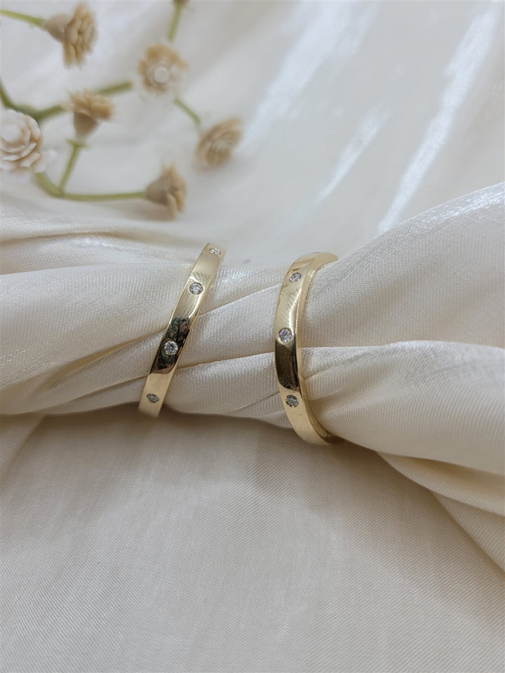 14K Yellow Gold Flush-Set Diamond Hoop Earrings