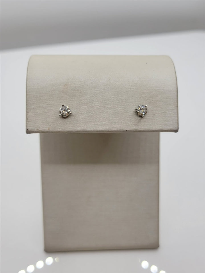 14K White Gold 0.34 Twt Round Cut Diamond Stud Earrings