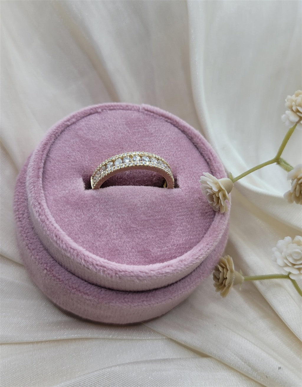 14K Yellow Gold 3-Row Diamond Fashion Band
