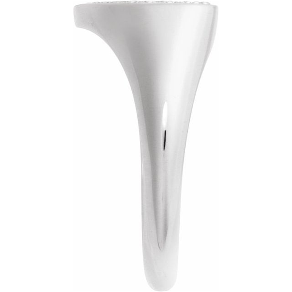 14K White Gold Diamond Heart Signet Ring