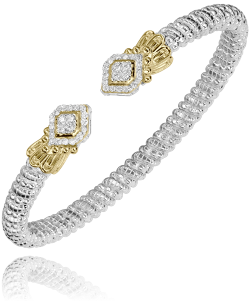 Sterling Silver & 14K Yellow Gold Vahan 4 mm Open Diamond Bracelet