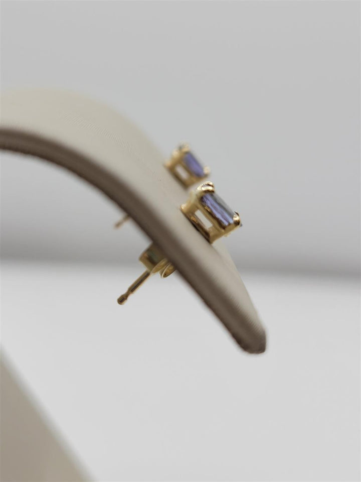 14K Yellow Gold Oval Cut Tanzanite Gemstone Earrings