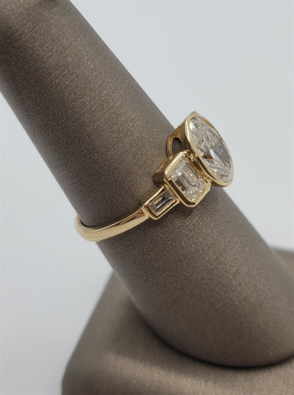 14K Yellow Gold 5-Stone Bezel Set Lab Grown Diamond Engagement Ring
