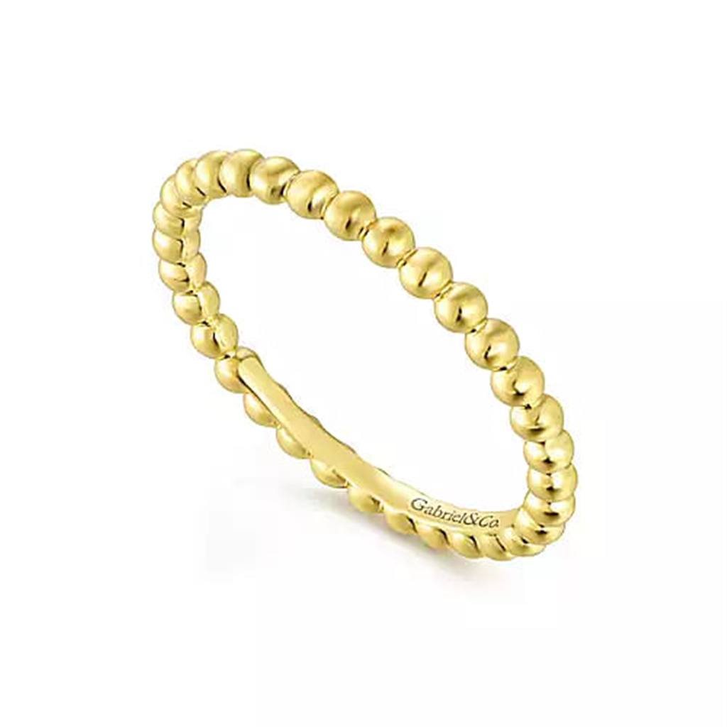 14K Yellow Gold Beaded Gold Fashion Ring