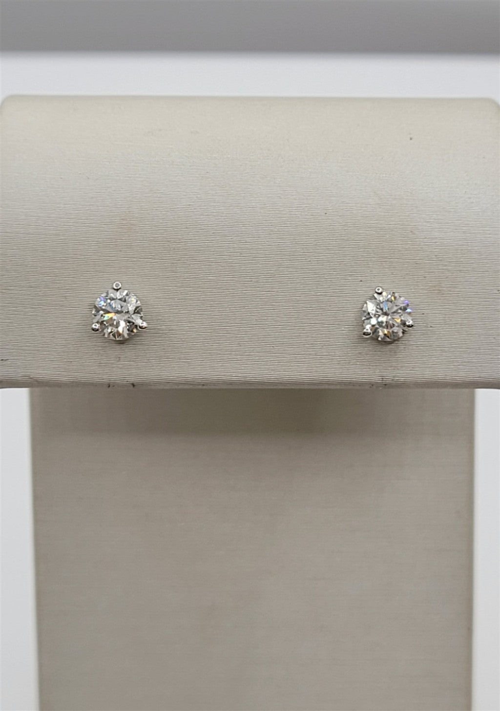 14K White Gold 3-Prong .75 Twt Diamond Stud Earrings