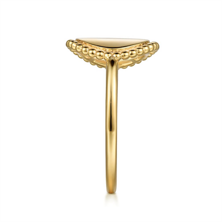 14K Yellow Gold Round Bujukan Frame Engravable Ring