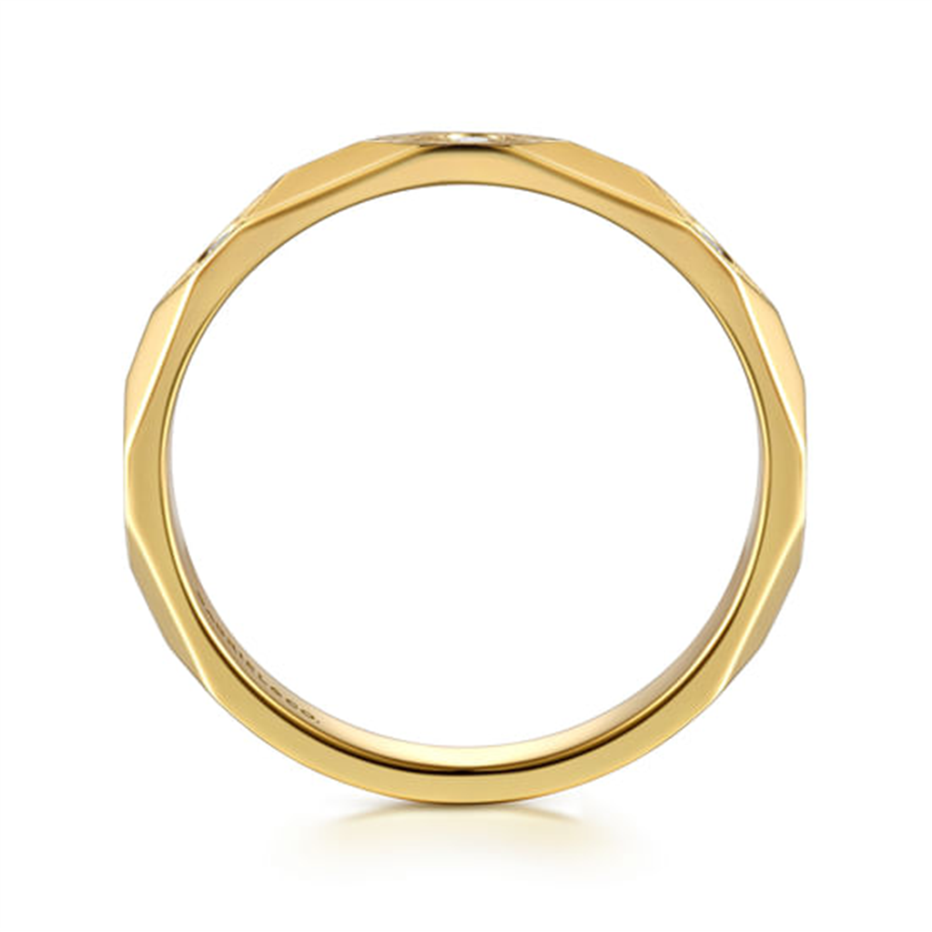 14K Yellow Gold Diamond Cut Stackable Ring