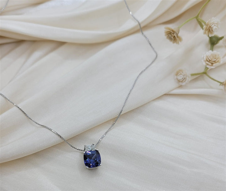 14K White Gold Tanzanite & Diamond Fashion Necklace