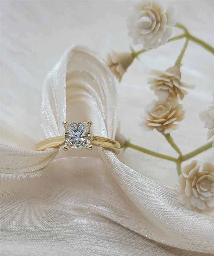 14K Yellow Gold Soltiare Diamond Engagement Ring