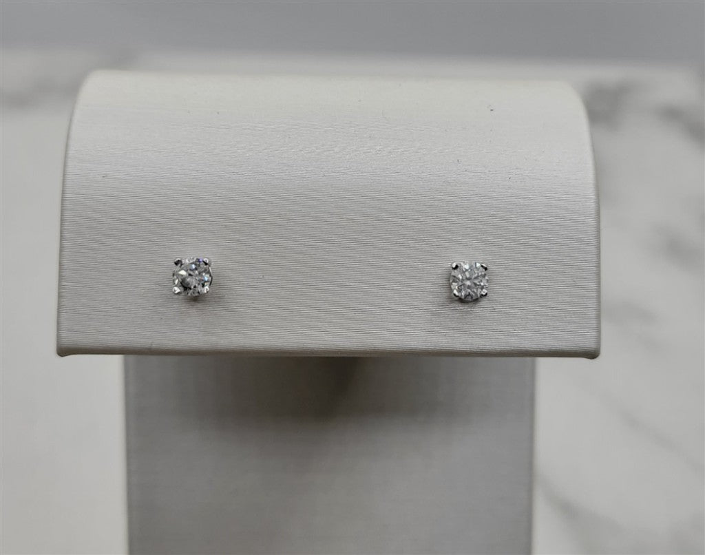 14K White Gold 0.33 ctw Round cut Diamond Stud Earrings