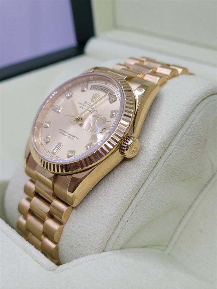 Certified Pre-Owned 18K Yellow Gold President Diamond Dial Day-Date Rolex