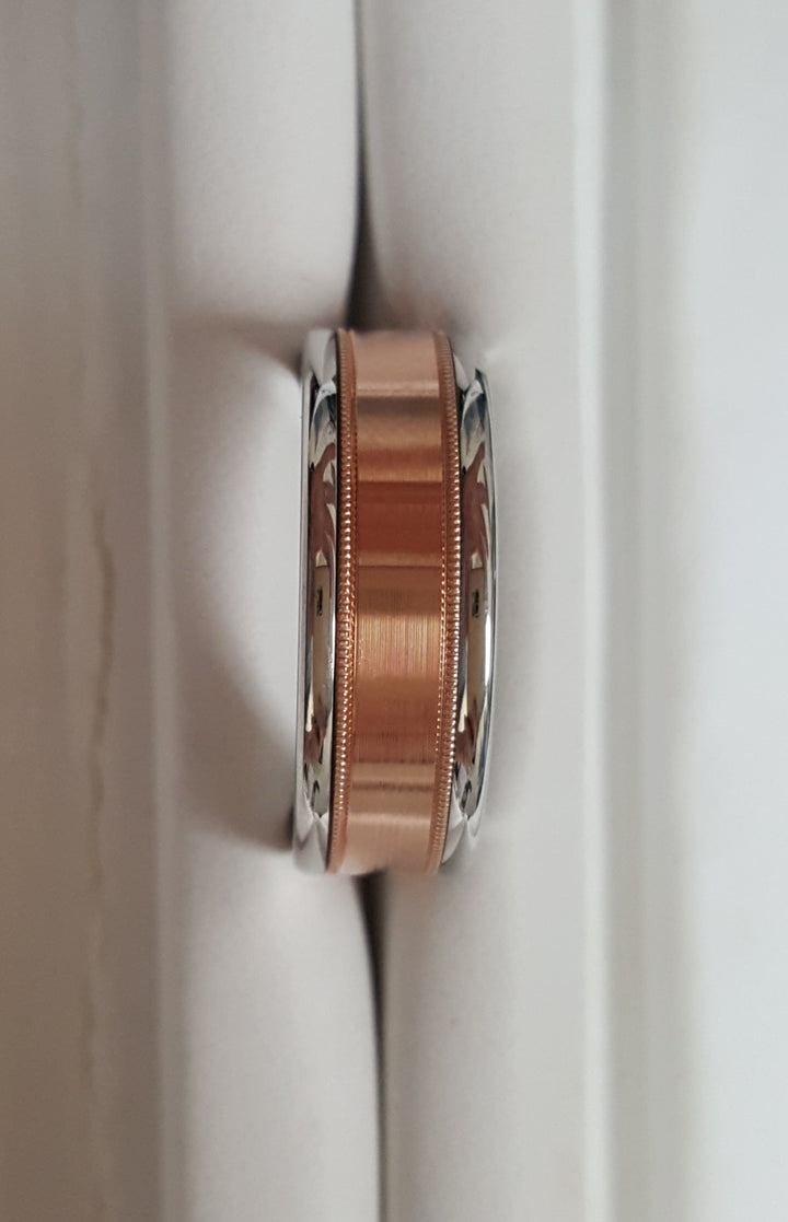 Men's Tungsten & 14k Rose Gold 8mm Wedding Band