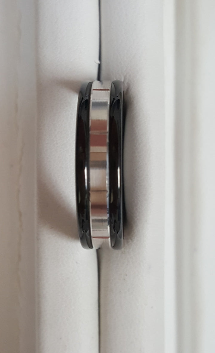 Black Tungsten & 14k White Gold 6mm Wedding Band