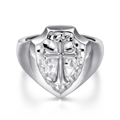 Men's Sterling Silver "Gabriel & Co." Religious Cross Signet Fashion Ring