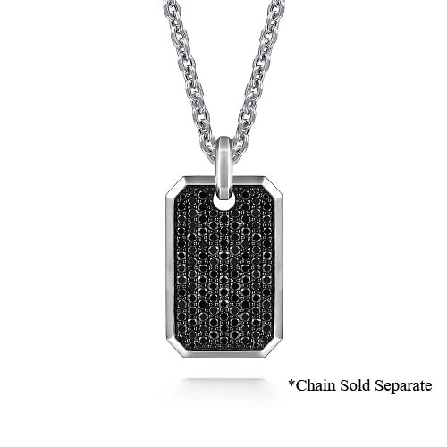 Men's Sterling Silver "Gabriel & Co." Black Spinel Dog Tag