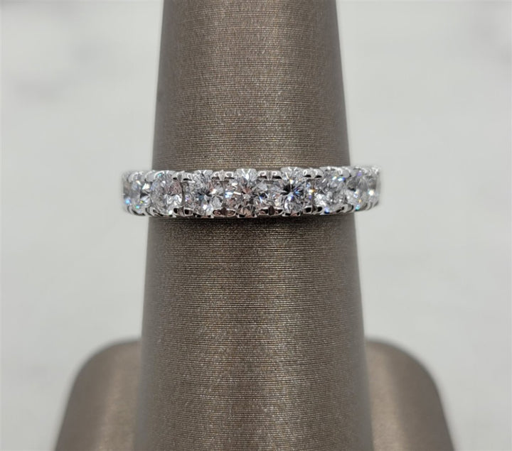 14K White Gold Prong Set Natural Diamond Wedding Band