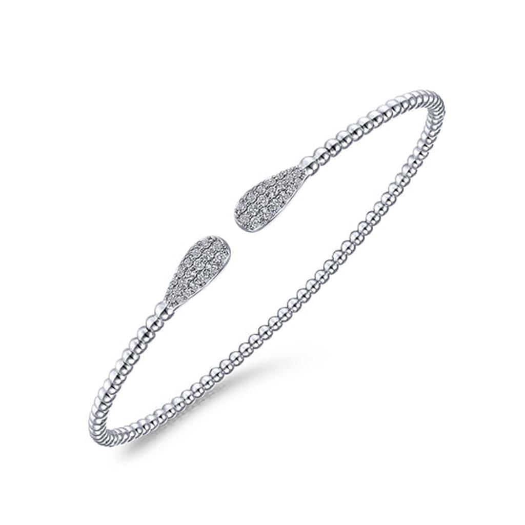 14K White Gold "Gabriel & Co." Bujukan Diamond Teardrops Bangle Bracelet