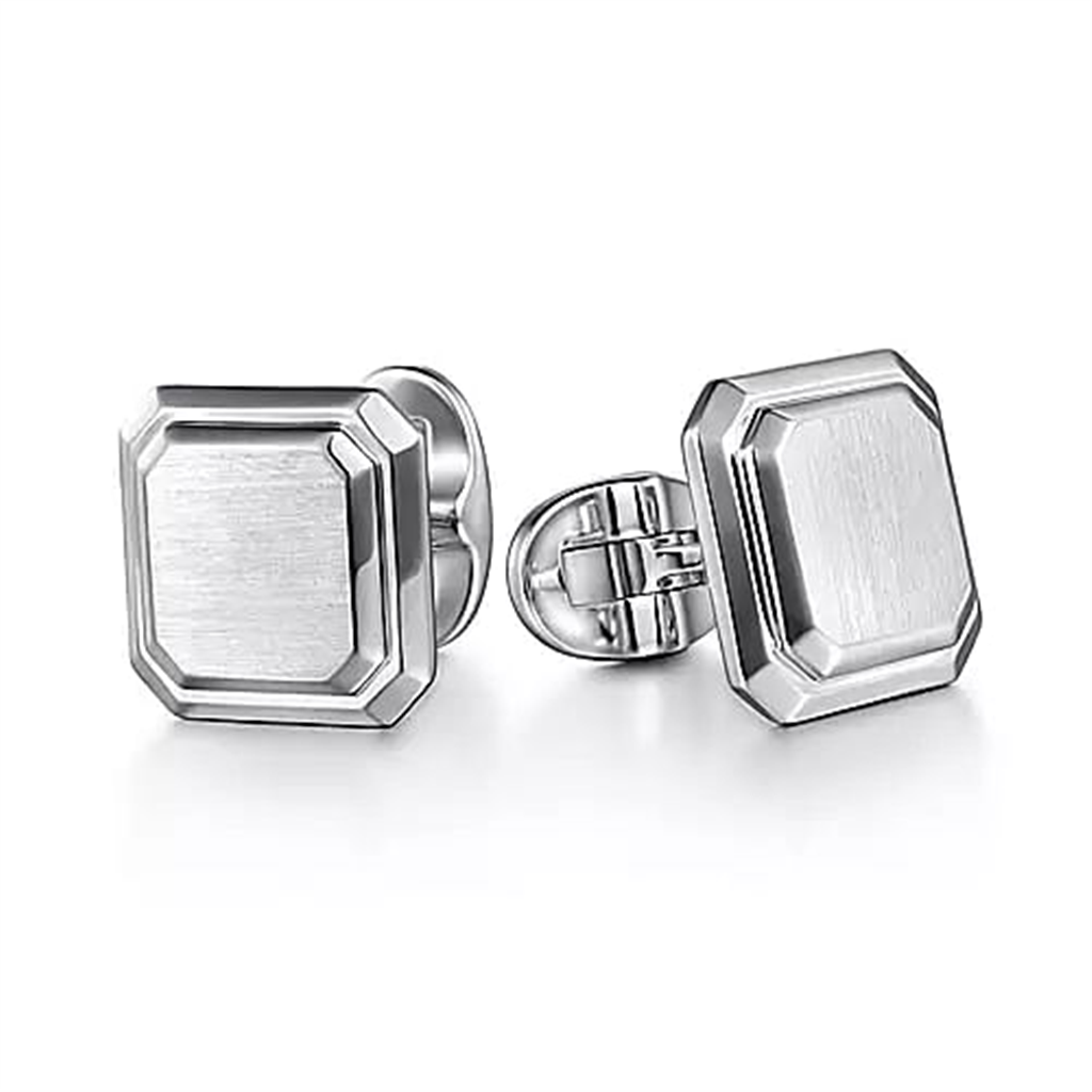 Sterling Silver "Gabriel & Co." Square Engravable Cuff Links